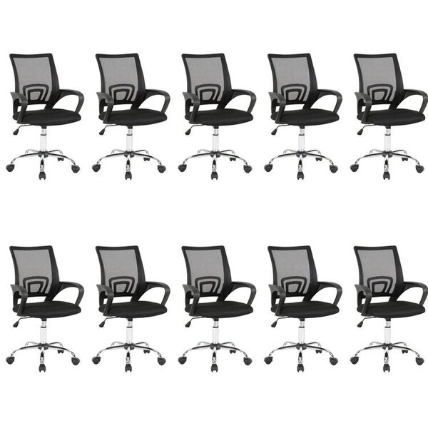 Kit 10 Cadeiras Escritório Diretor Tela Mesh Manchester Preto