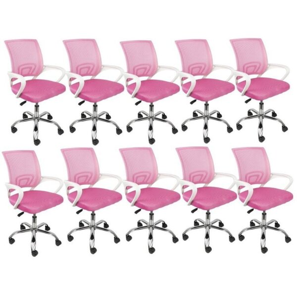 Kit 10 Cadeiras Escritório Diretor Tela Mesh Tok 3310 Rosa