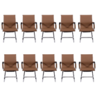 Kit 10 Cadeiras Escritório Esteirinha Eames Couro Fixa