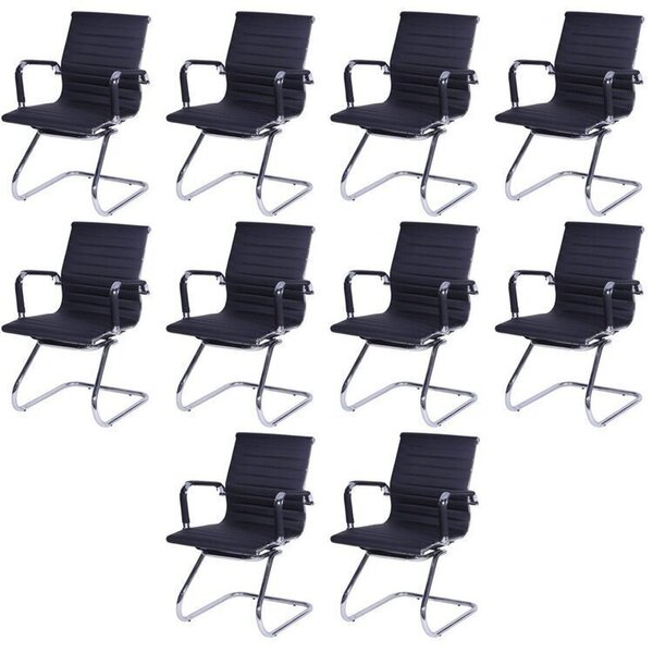 Kit 10 Cadeiras Escritório Interlocutor Fixa Esteirinha Corin