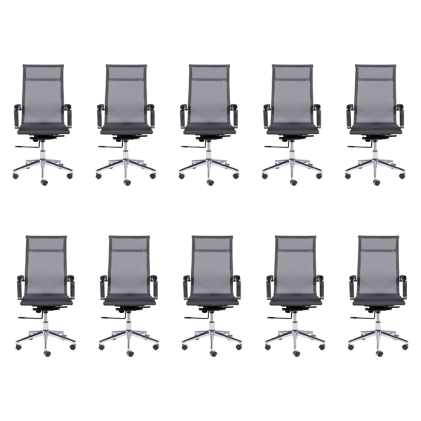 Kit 10 Cadeiras Escritório Presidente Esteirinha Tela Cinza