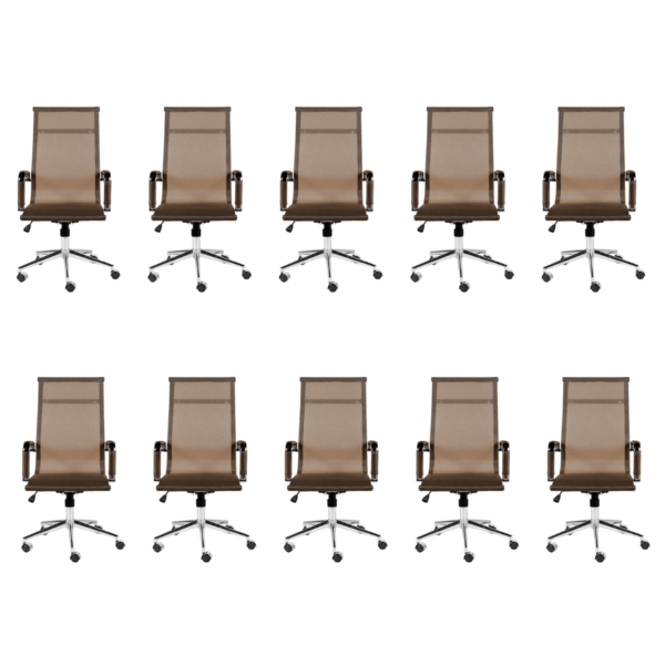 Kit 10 Cadeiras Escritório Presidente Esteirinha Tela Cobre