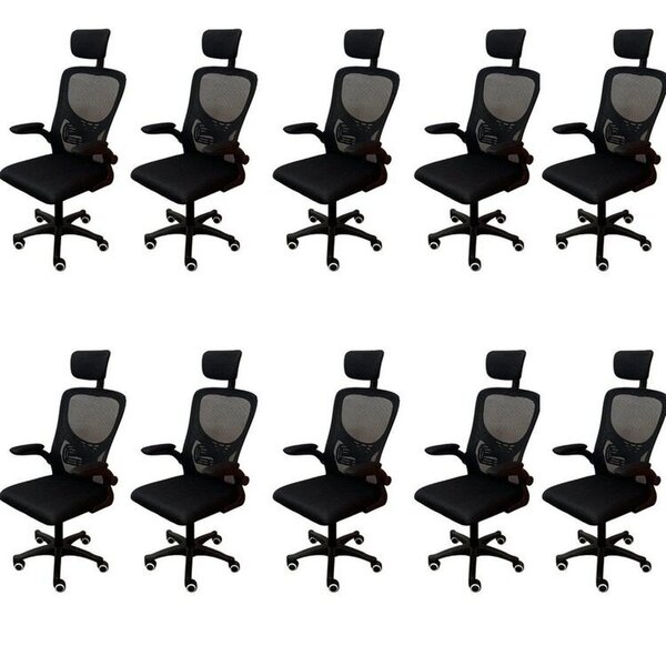 Kit 10 Cadeiras Escritório Presidente Tela Mesh Bogotá Preto