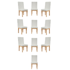 Kit 10 Cadeiras Estofada Reforçada Decorativa Mesa Em Linho L