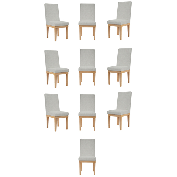 Kit 10 Cadeiras Estofada Reforçada Decorativa Mesa Em Linho L