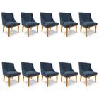 Kit 10 Cadeiras Estofadas Para Sala De Jantar Base Fixa De Ma