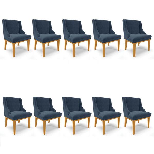 Kit 10 Cadeiras Estofadas Para Sala De Jantar Base Fixa De Ma