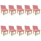 Kit 10 Cadeiras Estofadas Para Sala De Jantar Base Fixa De Ma
