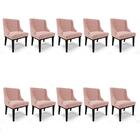 Kit 10 Cadeiras Estofadas Para Sala De Jantar Base Fixa De Ma
