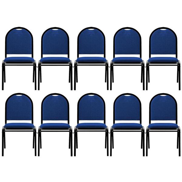 Kit 10 Cadeiras Hoteleiras Auditório Empilhável Linho Z33 Azu