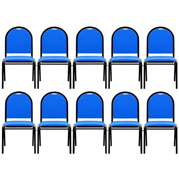 Kit 10 Cadeiras Hoteleiras Auditório Empilhável Sintético Z33