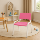 Kit 10 Cadeiras Infantil Iso, Escola, Base Branco- Rosa