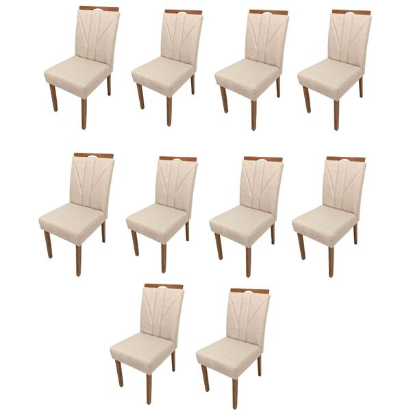 Kit 10 Cadeiras Para Sala De Jantar Estofadas - Conjunto Cali