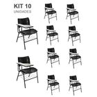 Kit 10 Cadeiras Universitárias Preta Com Porta Livros - Mastc