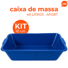 Kit 10 Caixas De Massa 40 Litros Azul Afort