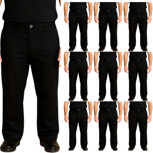 Kit 10 Calças Profissional Uniforme Trabalho Pesado Brim Meta