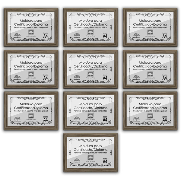 Kit 10 Certificados/diplomas A4 Com Tela De Acetato E Mdf - M