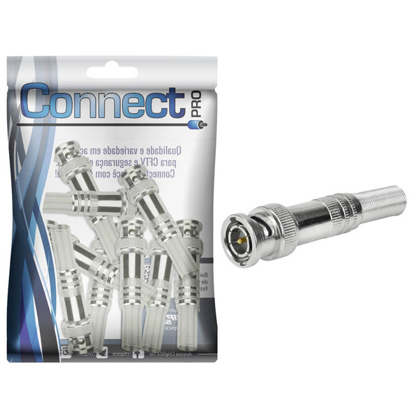 Kit 10 Conector Bnc Macho Com Mola P/ Soldar P/ Cftv Câmera