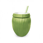 Kit 10 Copos Formato De Coco Verde Com Canudo 800 Ml Injetemp