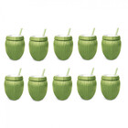 Kit 10 Copos Formato De Coco Verde Com Canudo 800 Ml Injetemp