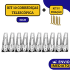Kit 10 Corrediça Gaveta Telescópica Light 30cm Com Parafusos