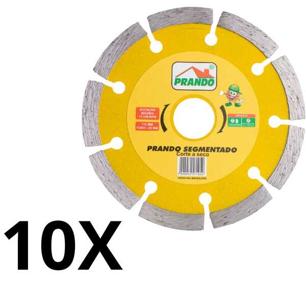 Kit 10 Discos Prando Segmentado 110 Mm X 20 Mm Mármore