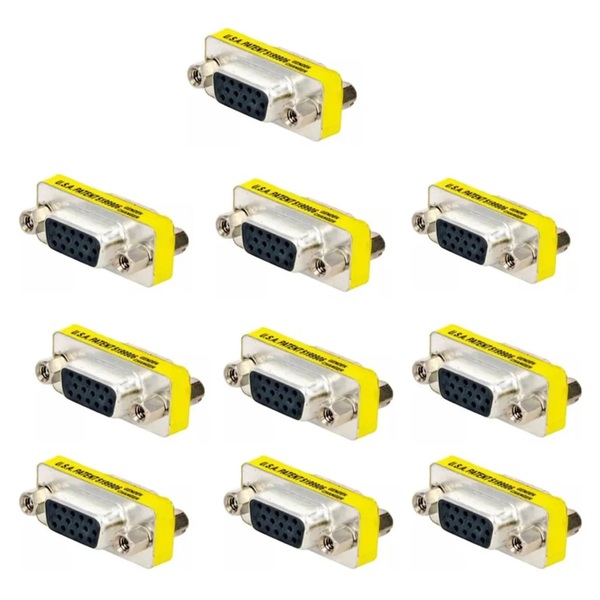 Kit 10 Emendas Vga Hd15 Fêmea-fêmea Alta Qualidade