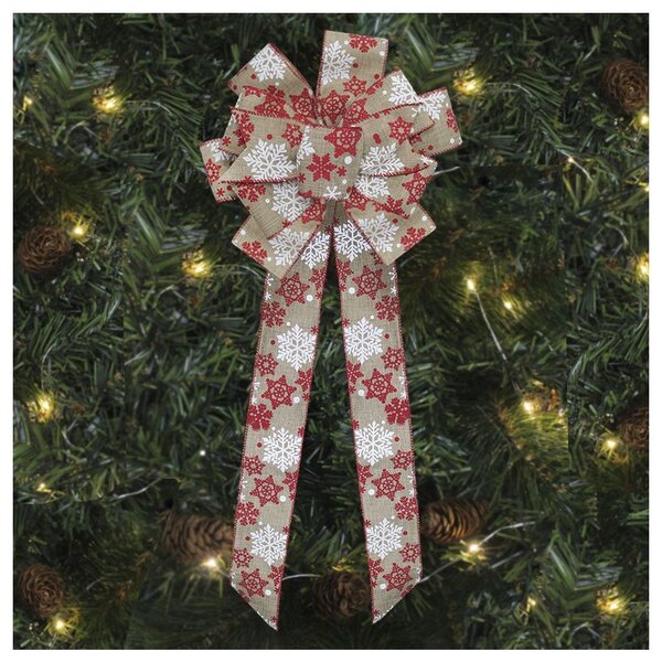 Kit 10 Enfeite Árvore Natal Laço Decorado Flocos De Neve 78 Cm