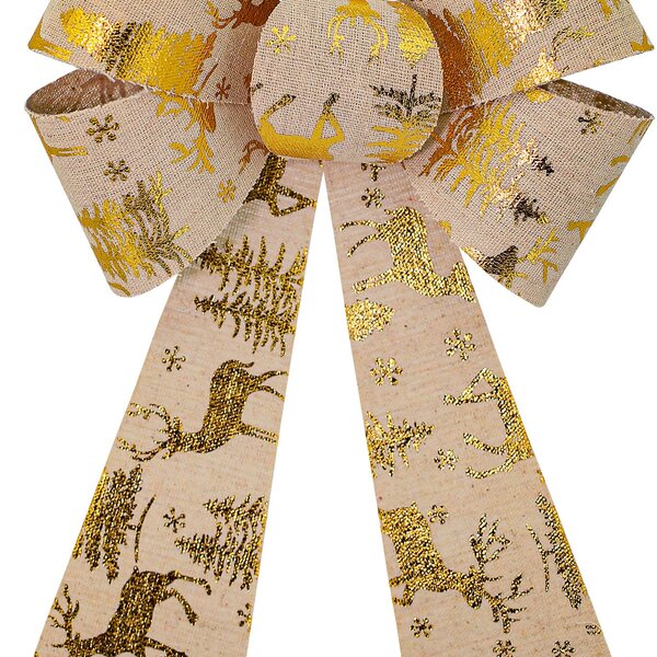 Kit 10 Enfeite Árvore Natal Laço Natalino Dourado 30cm