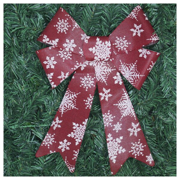 Kit 10 Enfeite Árvore Natal Laço Vermelho Flocos De Neve 32 Cm