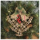 Kit 10 Enfeite Pendente Decoração Natalina Sino Vazado Dourad