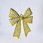 Kit 10 Enfeites Árvore De Natal Laço Dourado Glitter 24cm