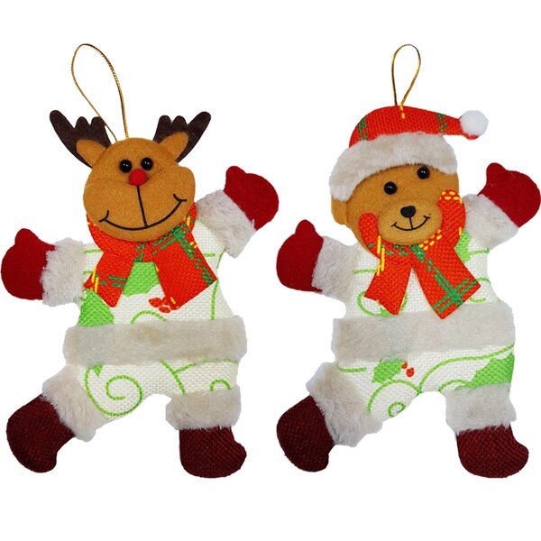 Kit 10 Enfeites Decoração Árvore De Natal Urso Rena Natalino