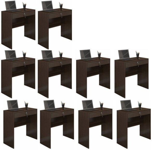 Kit 10 Escrivaninhas 72cm 1 Gaveta Com Chave Andorinha