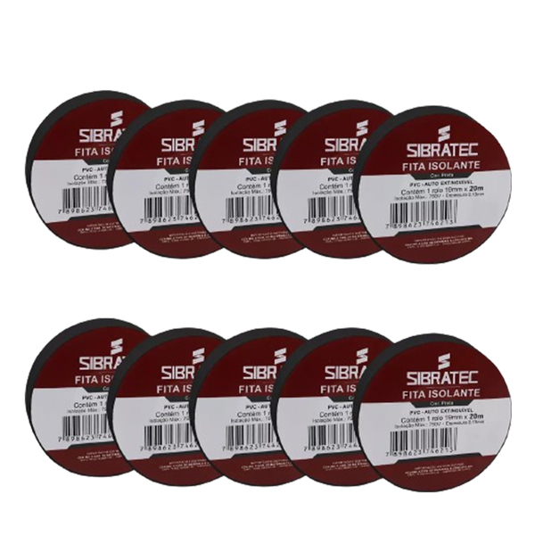 Kit 10 Fita Isolante Marrom 19mm X 20mt Sibratec