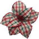 Kit 10 Flores Artificiais Xadrez Artesanal Gliter Natal 30cm