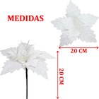 Kit 10 Flores Artificial Gliter Branco Enfeite Natalino 25cm
