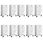 Kit 10 Gaveteiros 4 Gavetas Com Rodízios E Chave Gávea Office