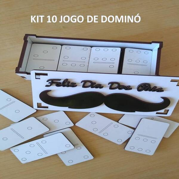 Kit 10 Jogo Dominó Lembrancinha Dia Dos Pais Mdf Branco 10x3x