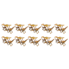 Kit 10 Jogos De Mesa Dobravel Com 2 Cadeiras De Madeira 70x70