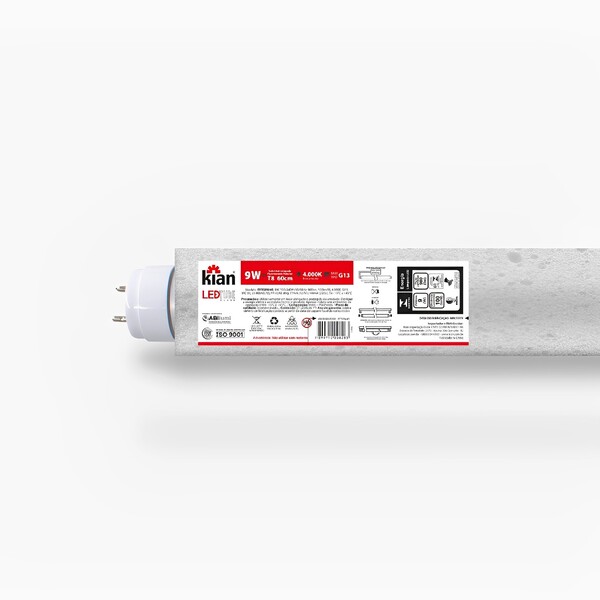 Kit 10 lamp Led Tub 9w Nt Glass Kian