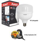 Kit 10 Lampada Avant Bulbo 50w Led 6500k + Fita Isolante 33+