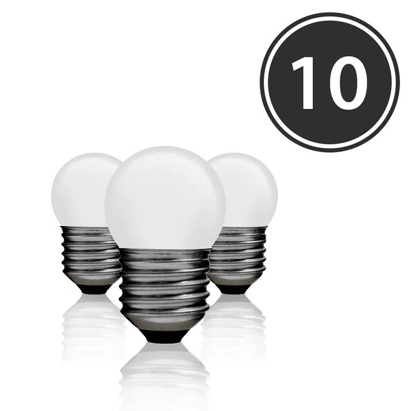 Kit 10 Lâmpadas Bolinha Bg-35 Leitosa E-27 7w 220v