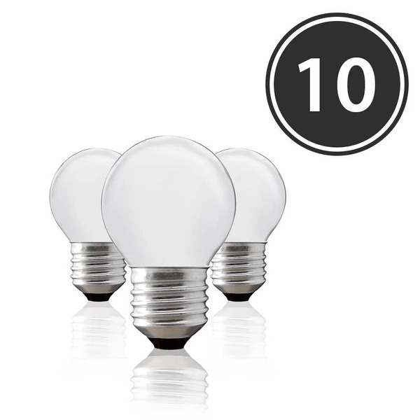 Kit 10 Lâmpadas Bolinha Bg-45 Leitosa E-27 40w 220v