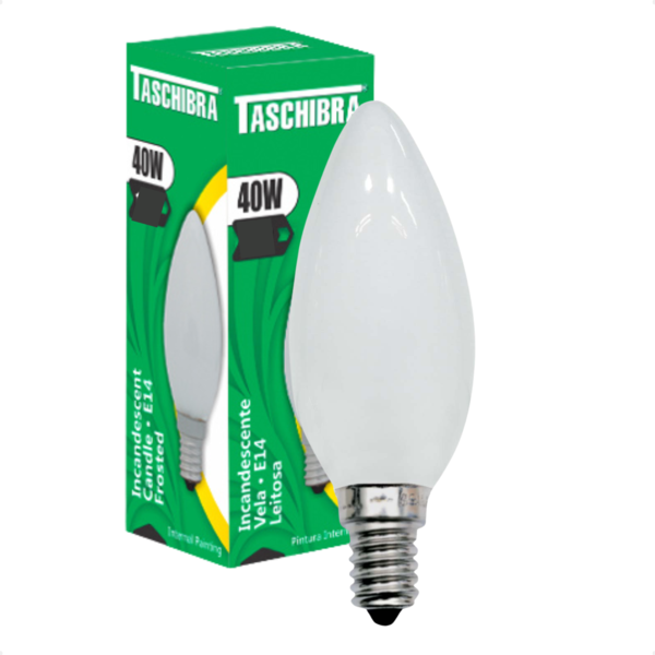 Kit 10 Lâmpadas Incandescente Taschibra Vela 40w E14 Leitosa