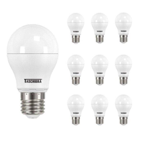 Kit 10 Lâmpadas Led 4,9w Bulbo Soquete E27 Branco Frio Taschi