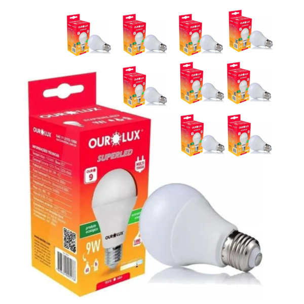 Kit 10 Lâmpadas Led 9w 6500k Bivolt 110-220 - Ourolux.