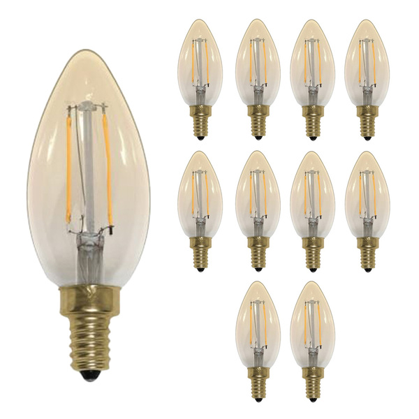 Kit 10 Lâmpadas Vela Led Filamento 2w 2200k Retrô Vintage Opus