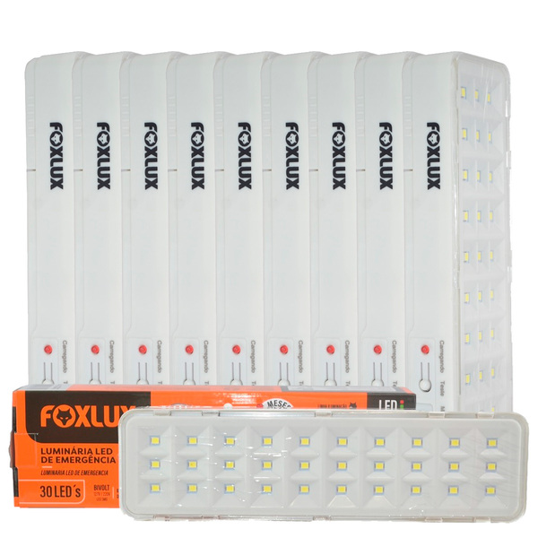 Kit 10 Luminária De Emergência Foxlux Recarregável Bivolt
