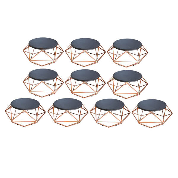 Kit 10 Mesa De Centro Life Industrial Pé Ferro Bronze Tampo M